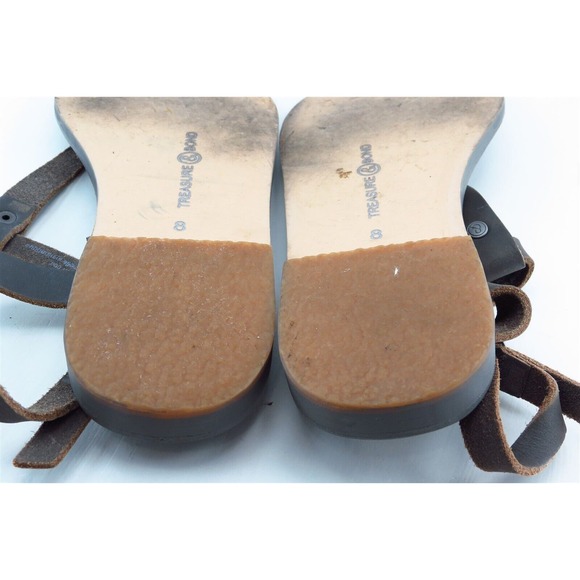 Treasure & Bond T-Strap Sandals Gray Leather Women Shoes Size 8 Medium - Picture 5 of 6
